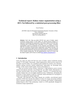 Technical report: Kidney tumor segmentation using a 2D U-Net followed by
  a statistical post-processing filter