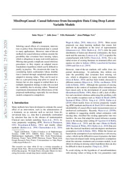 MissDeepCausal: Causal Inference from Incomplete Data Using Deep Latent
  Variable Models