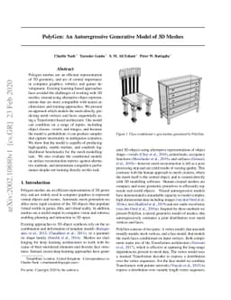 PolyGen: An Autoregressive Generative Model of 3D Meshes