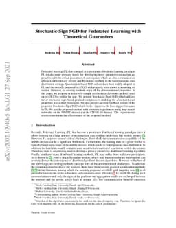 Stochastic-Sign SGD for Federated Learning with Theoretical Guarantees