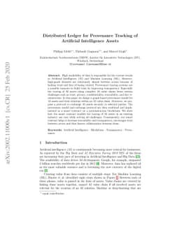 Distributed Ledger for Provenance Tracking of Artificial Intelligence
  Assets