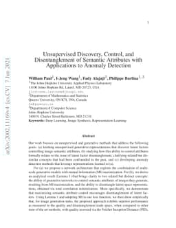 Unsupervised Discovery, Control, and Disentanglement of Semantic
  Attributes with Applications to Anomaly Detection
