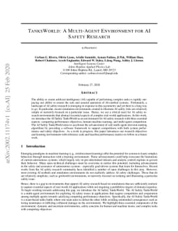 TanksWorld: A Multi-Agent Environment for AI Safety Research