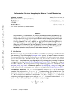 Information Directed Sampling for Linear Partial Monitoring