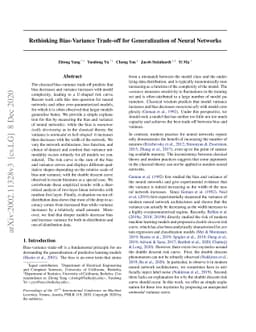 Rethinking Bias-Variance Trade-off for Generalization of Neural Networks