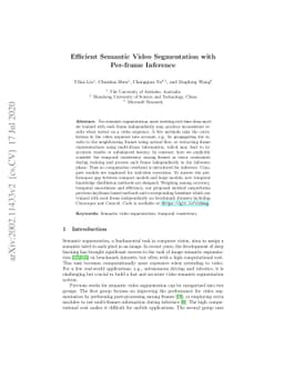 Efficient Semantic Video Segmentation with Per-frame Inference