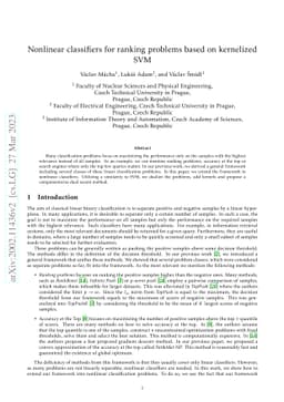 Nonlinear classifiers for ranking problems based on kernelized SVM