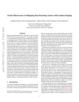 On the Effectiveness of Mitigating Data Poisoning Attacks with Gradient
  Shaping