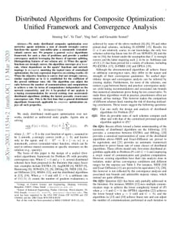Distributed Algorithms for Composite Optimization: Unified Framework and
  Convergence Analysis
