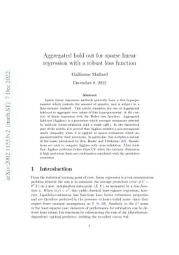 Aggregated hold out for sparse linear regression with a robust loss
  function