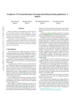 Graphcore C2 Card performance for image-based deep learning application:
  A Report