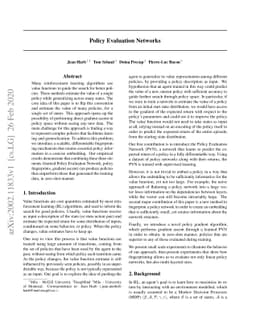 Policy Evaluation Networks