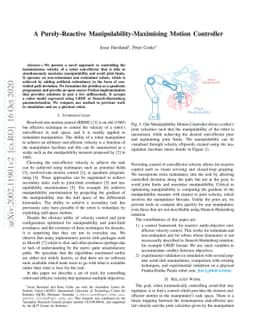 A Purely-Reactive Manipulability-Maximising Motion Controller