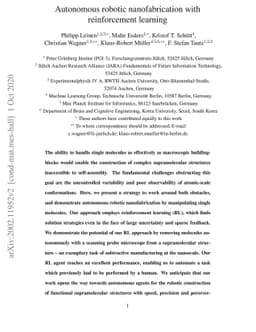 Autonomous robotic nanofabrication with reinforcement learning
