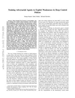 Training Adversarial Agents to Exploit Weaknesses in Deep Control
  Policies