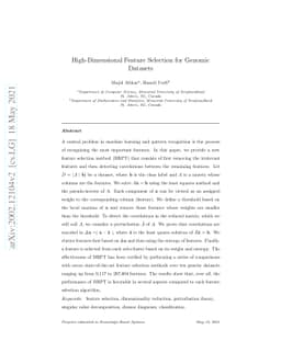High-Dimensional Feature Selection for Genomic Datasets