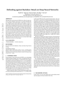 Defending against Backdoor Attack on Deep Neural Networks