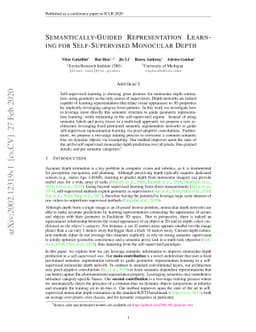 Semantically-Guided Representation Learning for Self-Supervised
  Monocular Depth