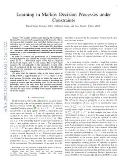 Learning in Markov Decision Processes under Constraints
