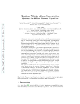 Quantum Attacks without Superposition Queries: the Offline Simon's
  Algorithm