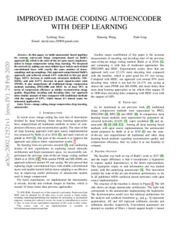 Improved Image Coding Autoencoder With Deep Learning
