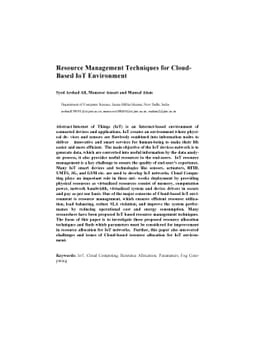 Resource Management Techniques for Cloud-Based IoT Environment
