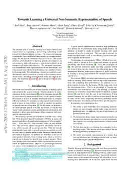 Towards Learning a Universal Non-Semantic Representation of Speech