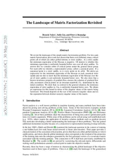 The Landscape of Matrix Factorization Revisited