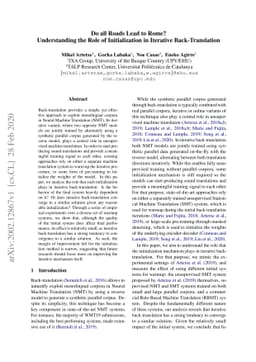 Do all Roads Lead to Rome? Understanding the Role of Initialization in
  Iterative Back-Translation