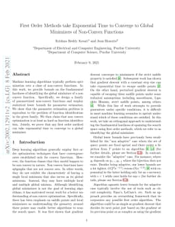 First Order Methods take Exponential Time to Converge to Global
  Minimizers of Non-Convex Functions