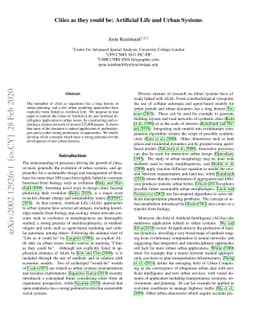 Cities as they could be: Artificial Life and Urban Systems