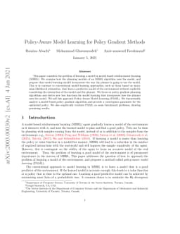 Policy-Aware Model Learning for Policy Gradient Methods