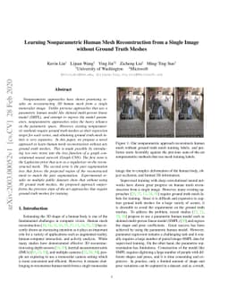 Learning Nonparametric Human Mesh Reconstruction from a Single Image
  without Ground Truth Meshes