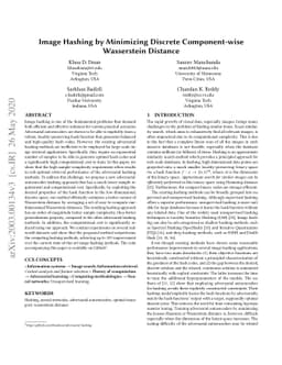 Image Hashing by Minimizing Discrete Component-wise Wasserstein Distance