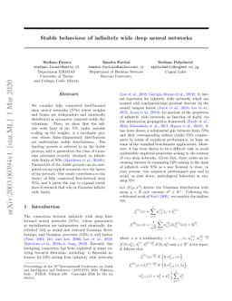 Stable behaviour of infinitely wide deep neural networks