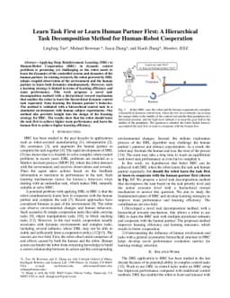 Learn Task First or Learn Human Partner First: A Hierarchical Task
  Decomposition Method for Human-Robot Cooperation