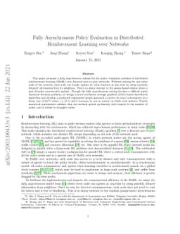 Fully Asynchronous Policy Evaluation in Distributed Reinforcement
  Learning over Networks