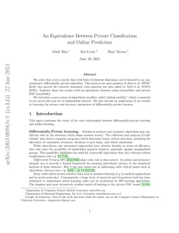 An Equivalence Between Private Classification and Online Prediction