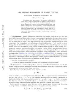 On Minimax Exponents of Sparse Testing