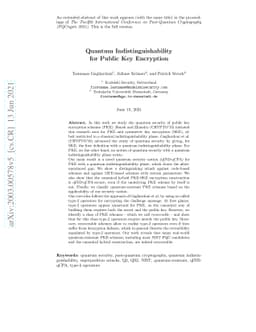 Quantum Indistinguishability for Public Key Encryption