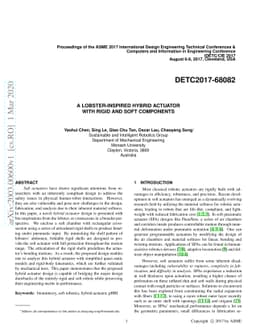 A Lobster-inspired Hybrid Actuator With Rigid and Soft Components