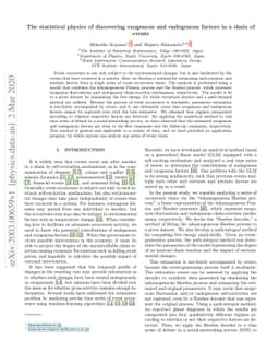 The statistical physics of discovering exogenous and endogenous factors
  in a chain of events