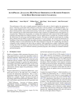 AutoPhase: Juggling HLS Phase Orderings in Random Forests with Deep
  Reinforcement Learning