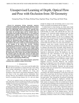 Unsupervised Learning of Depth, Optical Flow and Pose with Occlusion
  from 3D Geometry