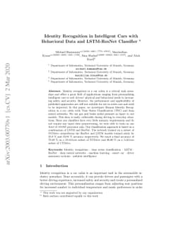 Identity Recognition in Intelligent Cars with Behavioral Data and
  LSTM-ResNet Classifier