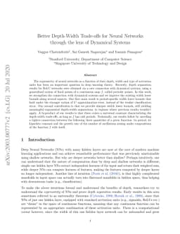 Better Depth-Width Trade-offs for Neural Networks through the lens of
  Dynamical Systems