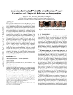 Deepfakes for Medical Video De-Identification: Privacy Protection and
  Diagnostic Information Preservation