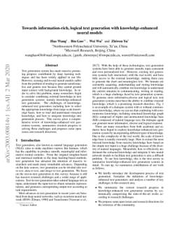 Towards information-rich, logical text generation with
  knowledge-enhanced neural models