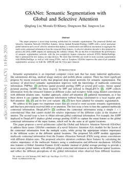 GSANet: Semantic Segmentation with Global and Selective Attention