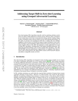 Addressing target shift in zero-shot learning using grouped adversarial
  learning